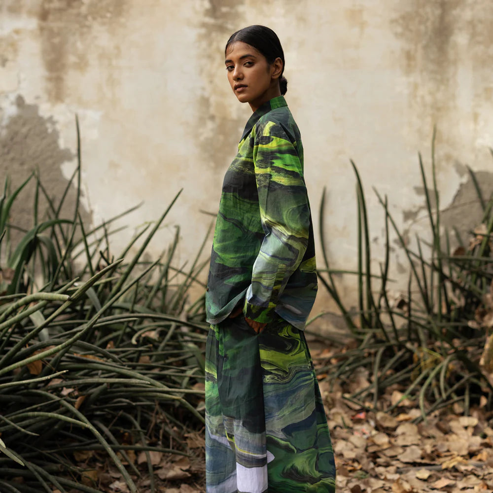 Earo | Printed Green Shirt
