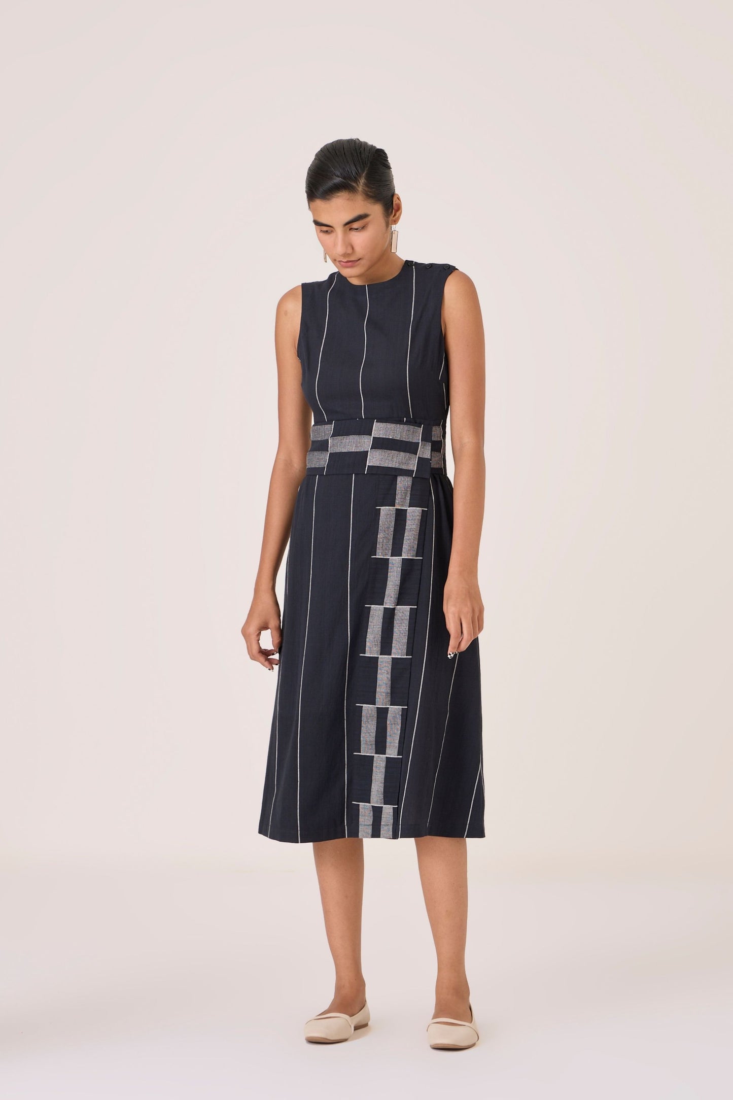 Viva | Handwoven Striped Midi Dress