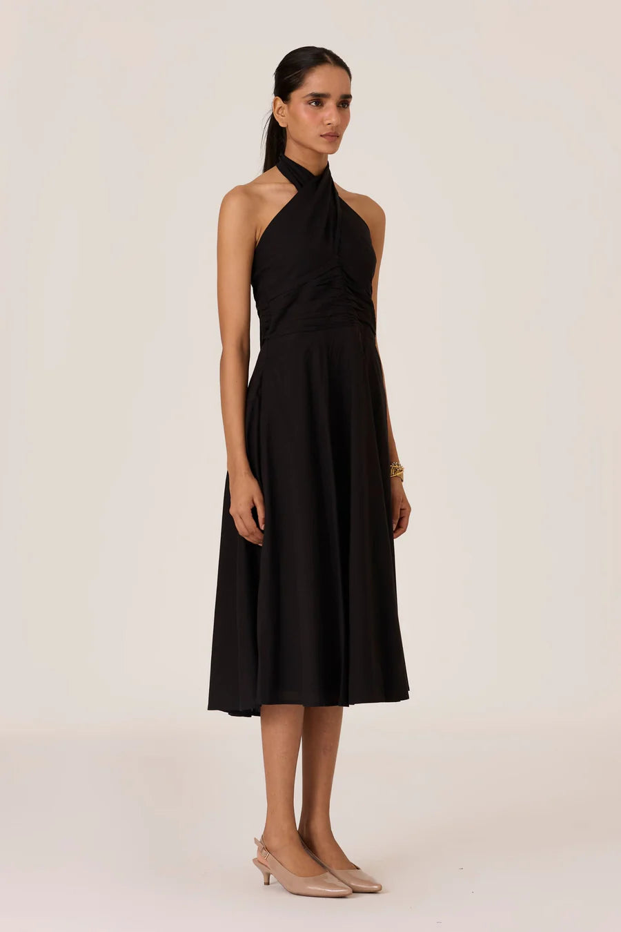 Samaria | Black Halter Dress