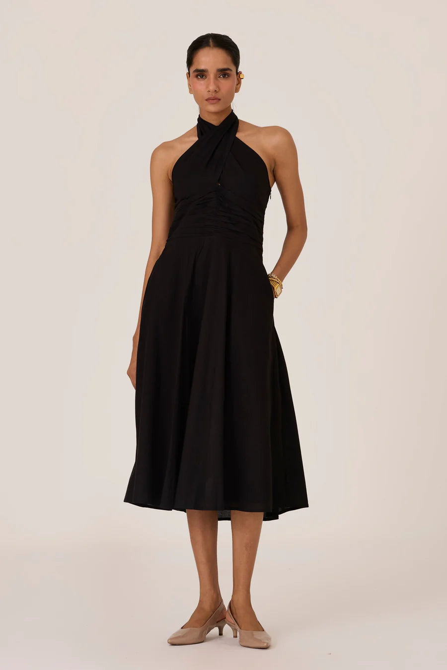 Samaria | Black Halter Dress