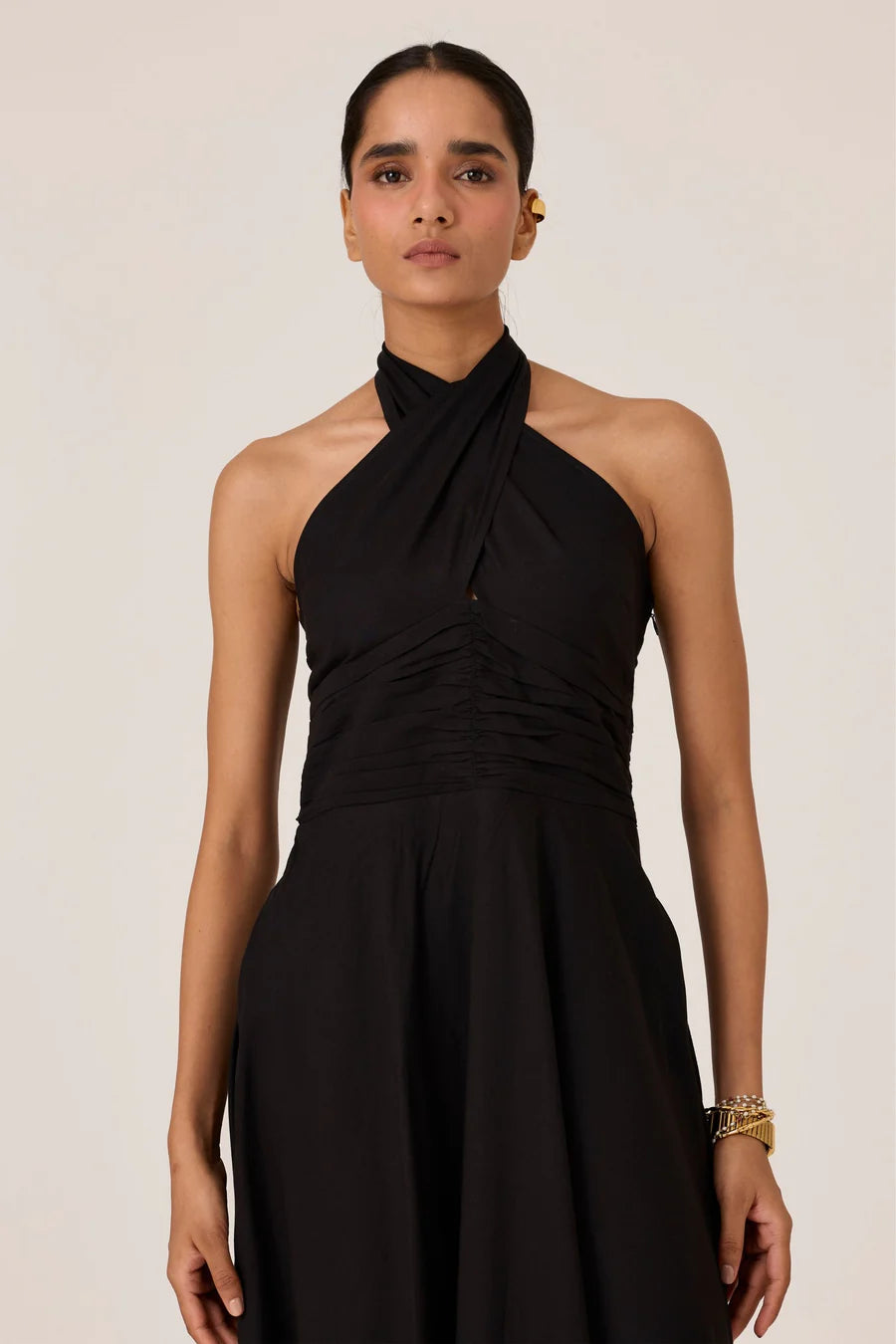 Samaria | Black Halter Dress