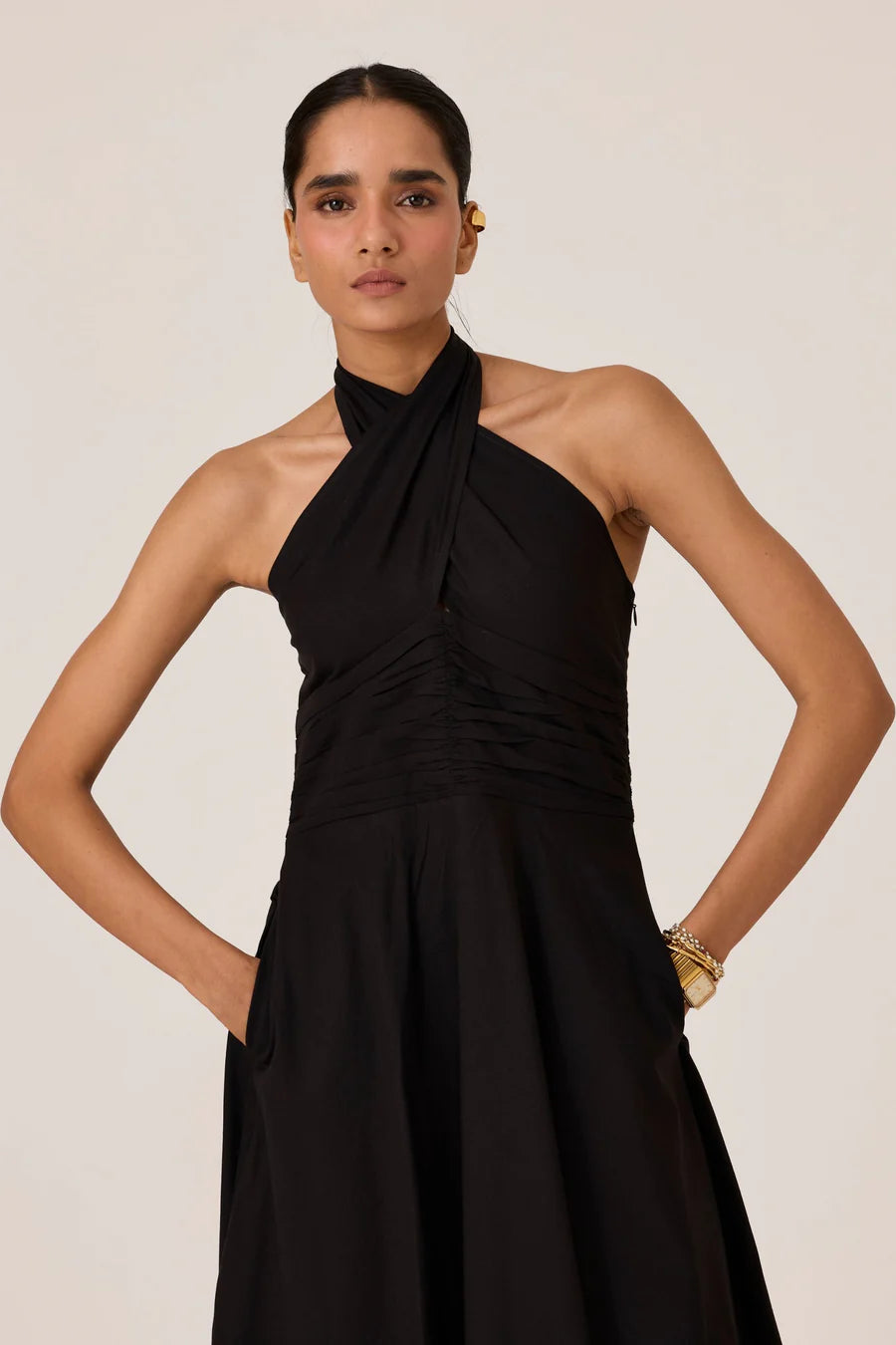 Samaria | Black Halter Dress