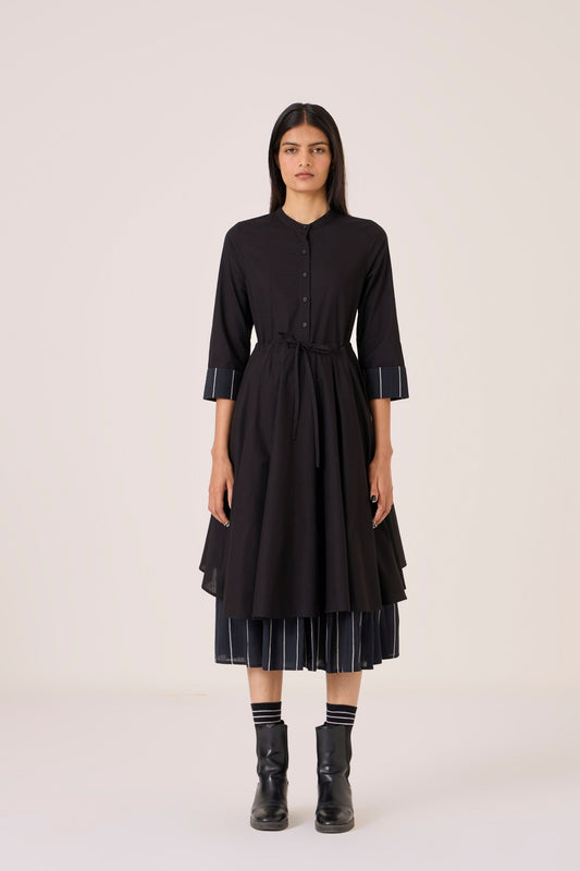 Hulas | Black Handwoven Layered Dress