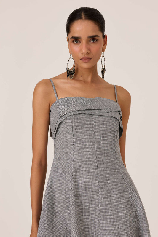 Azzah | Houndstooth Linen Dress