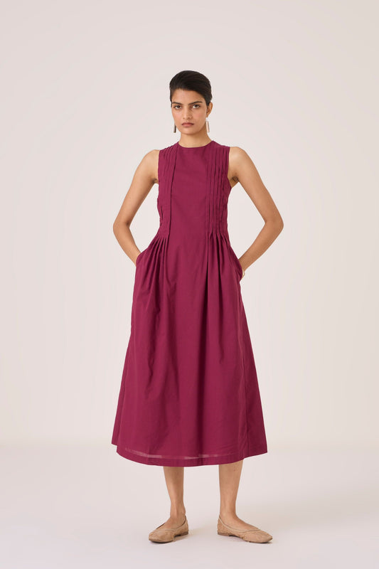 Indika | Burgundy Pleated Dress