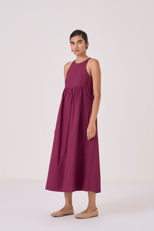 Shehan | Burgundy Quilted Dress