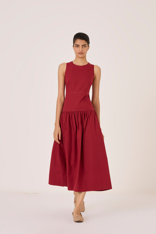 Nuwan | Red Quilted Dress