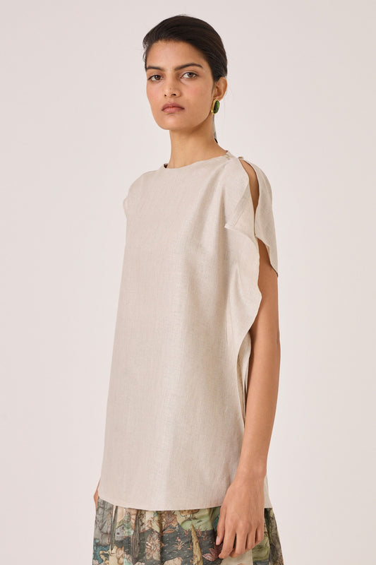 Janith | Beige Linen Top