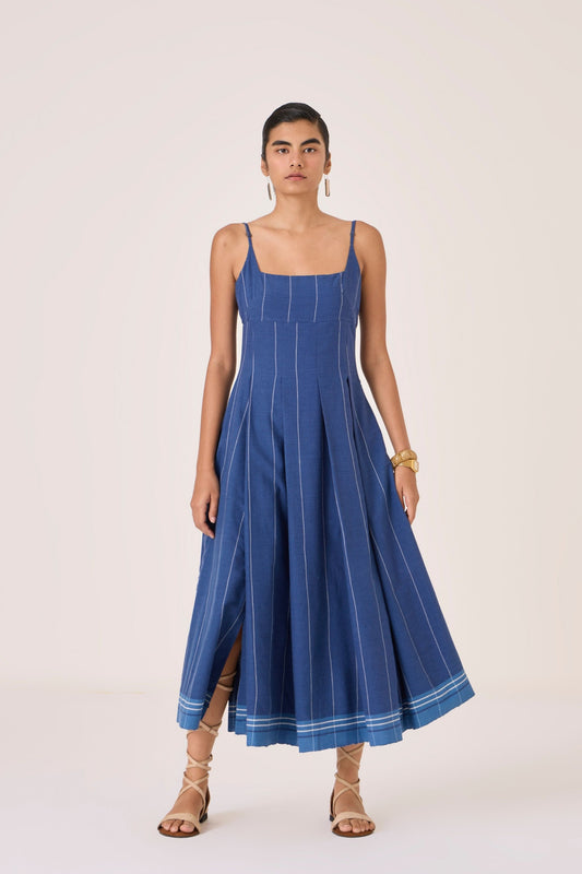 Yapa | Indigo Handwoven Striped Dress