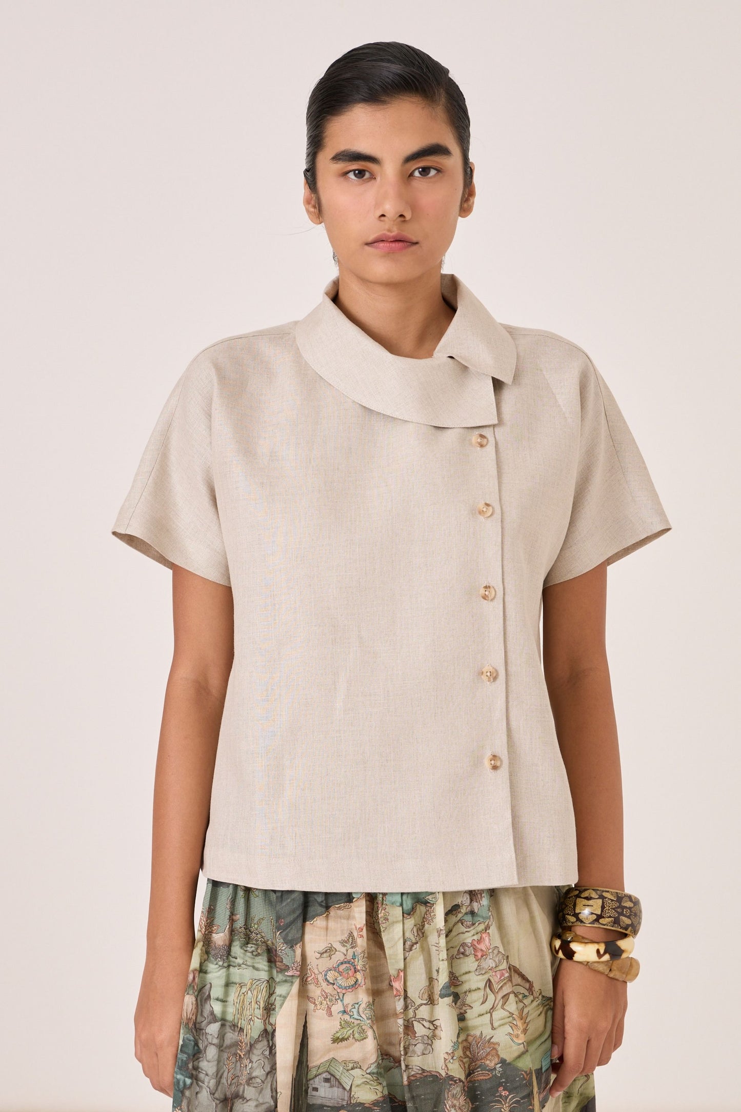 Aavish | Beige Linen Top