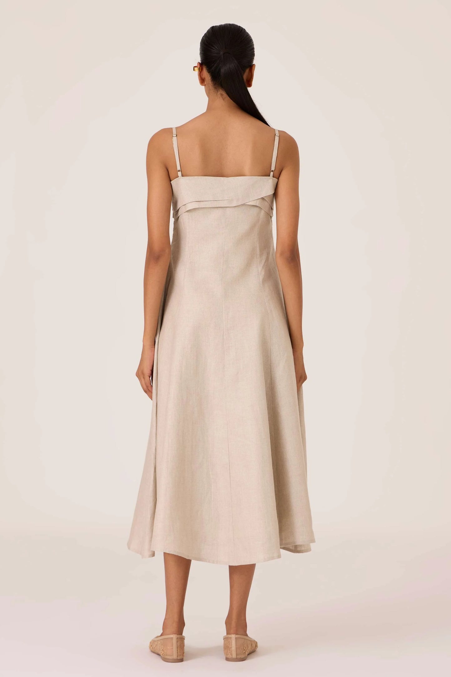 Azzah | Beige Linen Dress