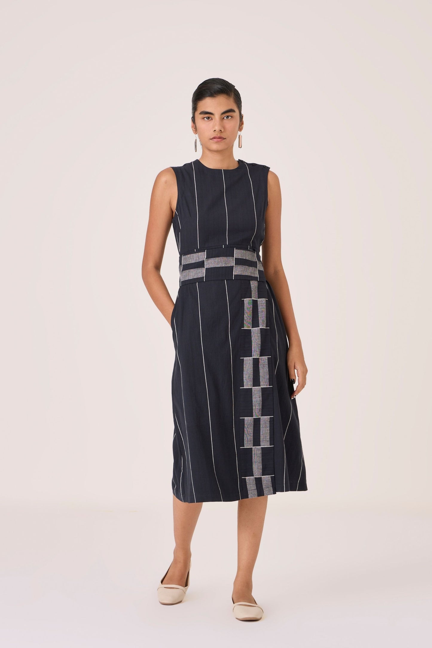 Viva | Handwoven Striped Midi Dress