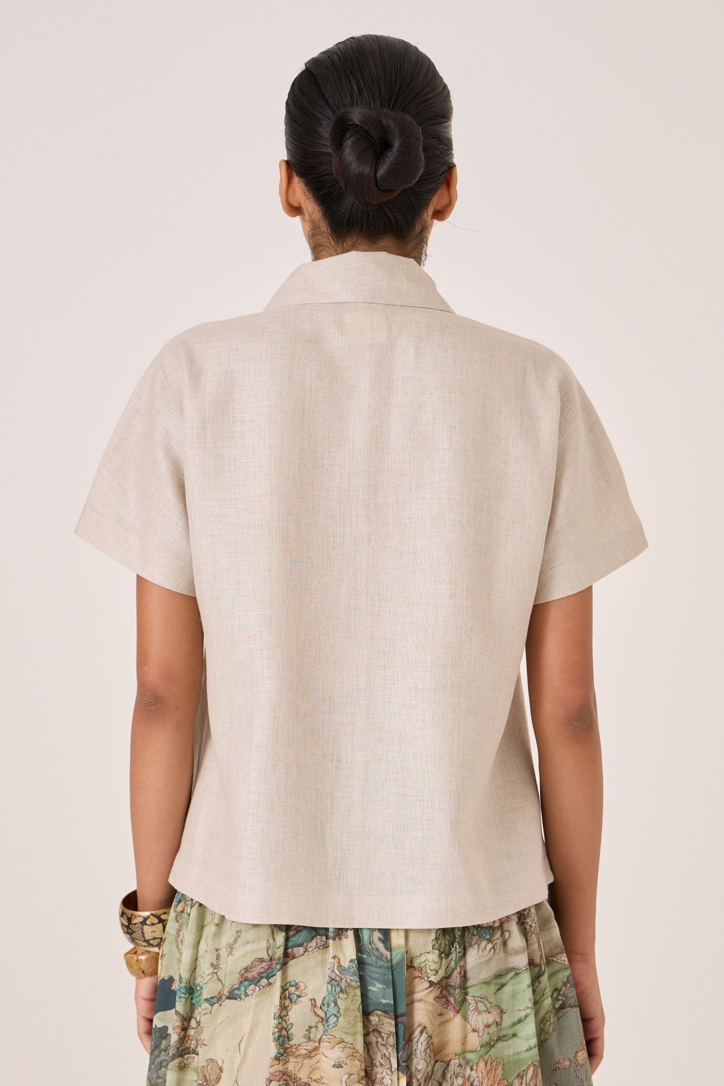 Aavish | Beige Linen Top