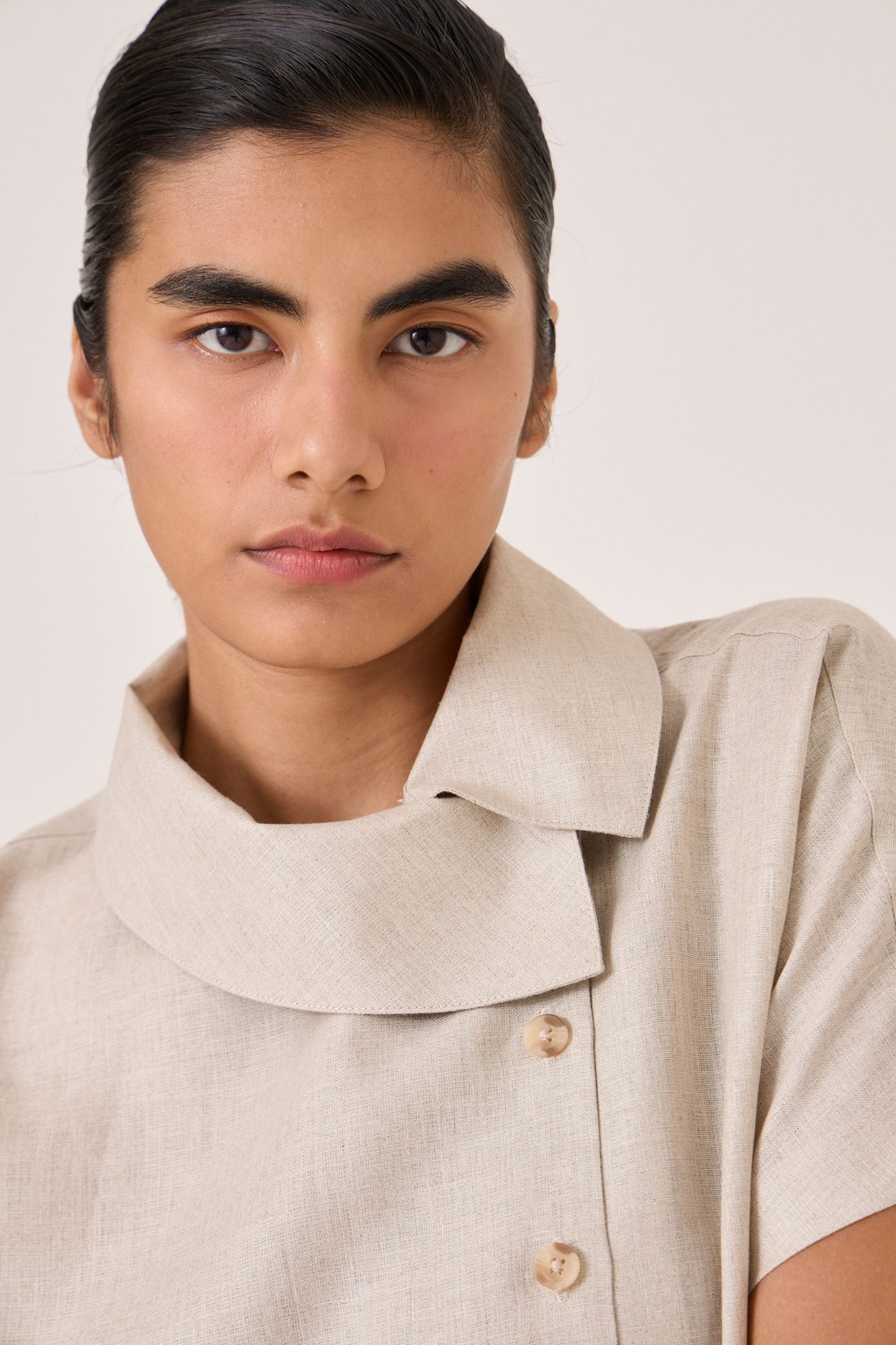 Aavish | Beige Linen Top