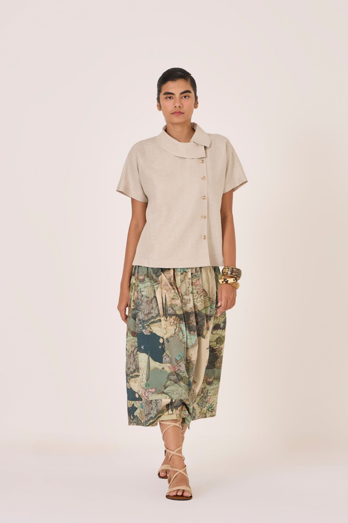 Aavish | Beige Linen Top