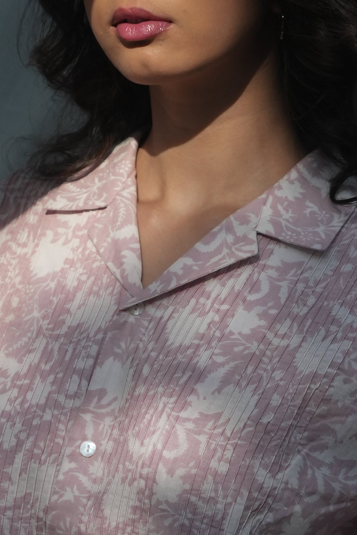 Kiro | Cuban Collar Shirt - Blush Pink