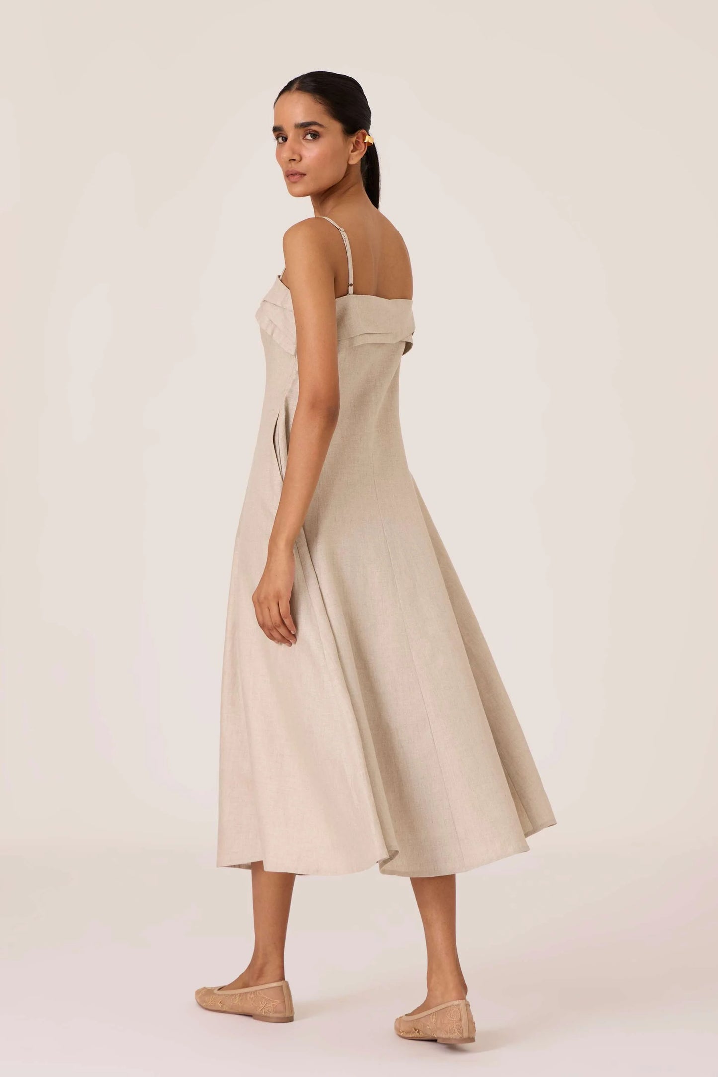 Azzah | Beige Linen Dress