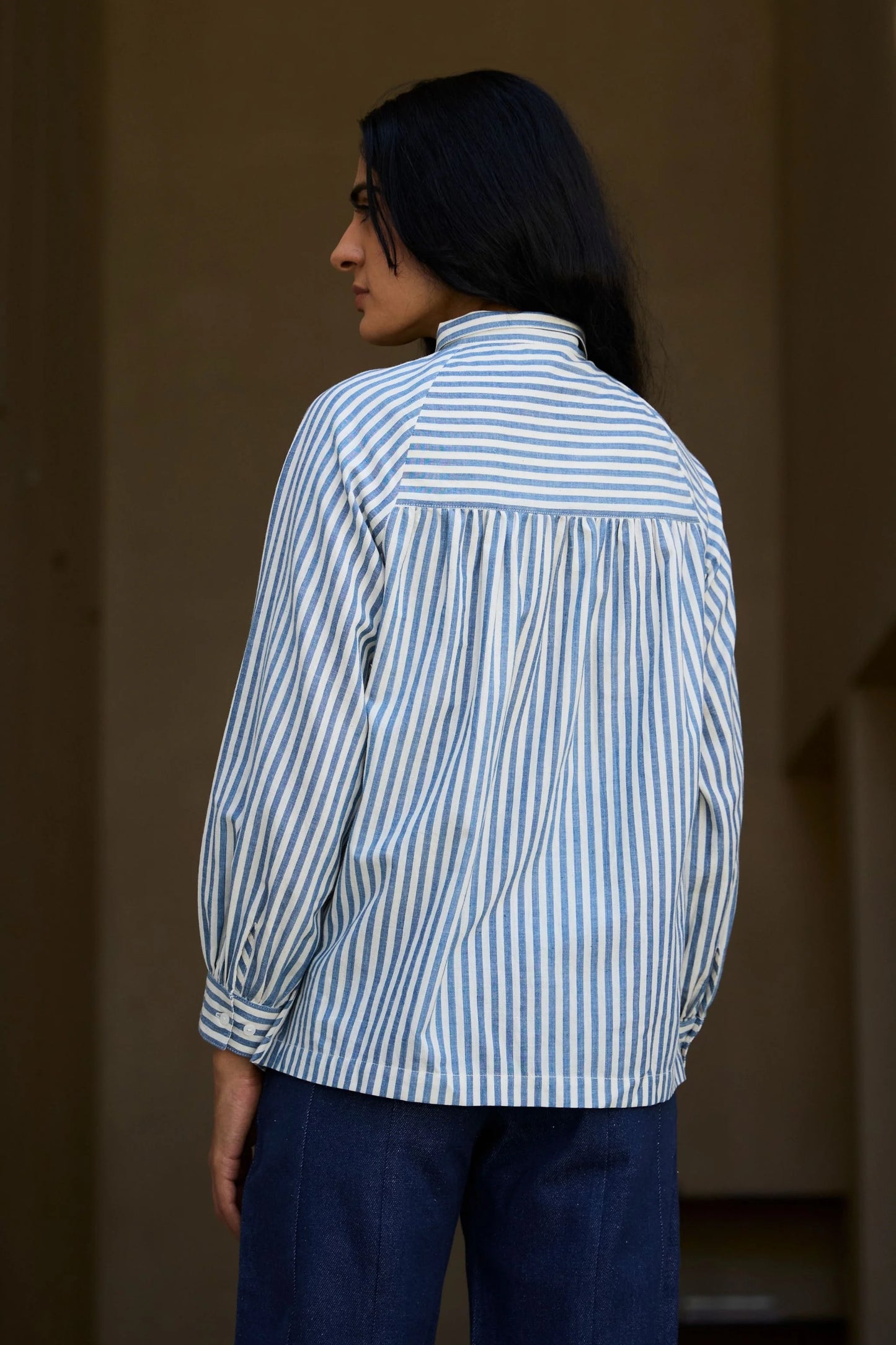 Yeji | Handwoven Blue Striped Shirt