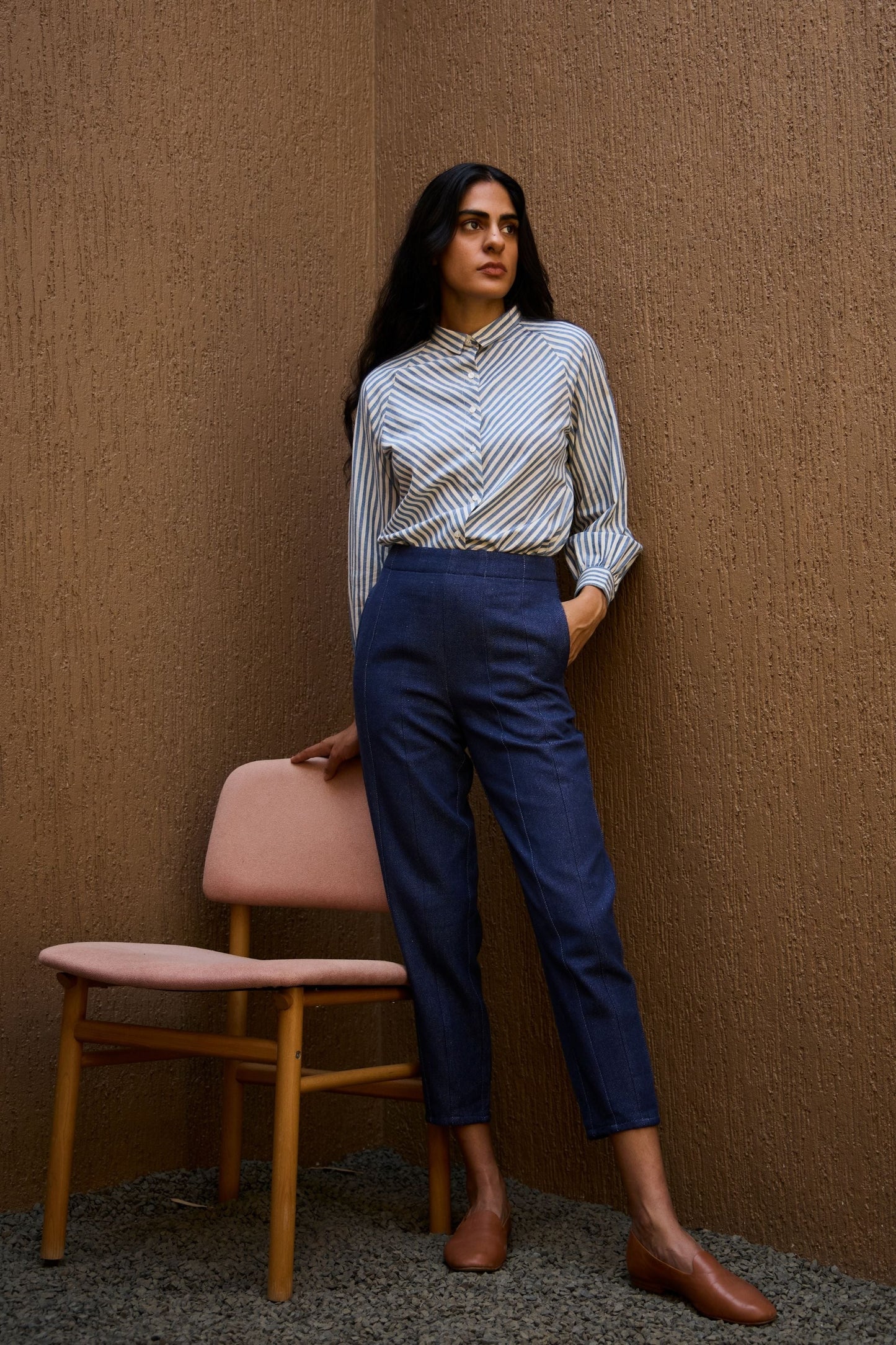 Yeji | Handwoven Blue Striped Shirt