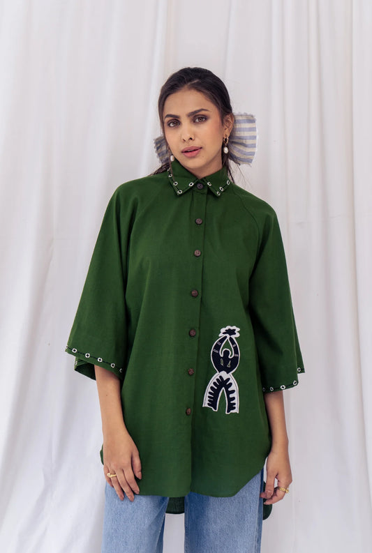 Zuri | Green Handloom Shirt