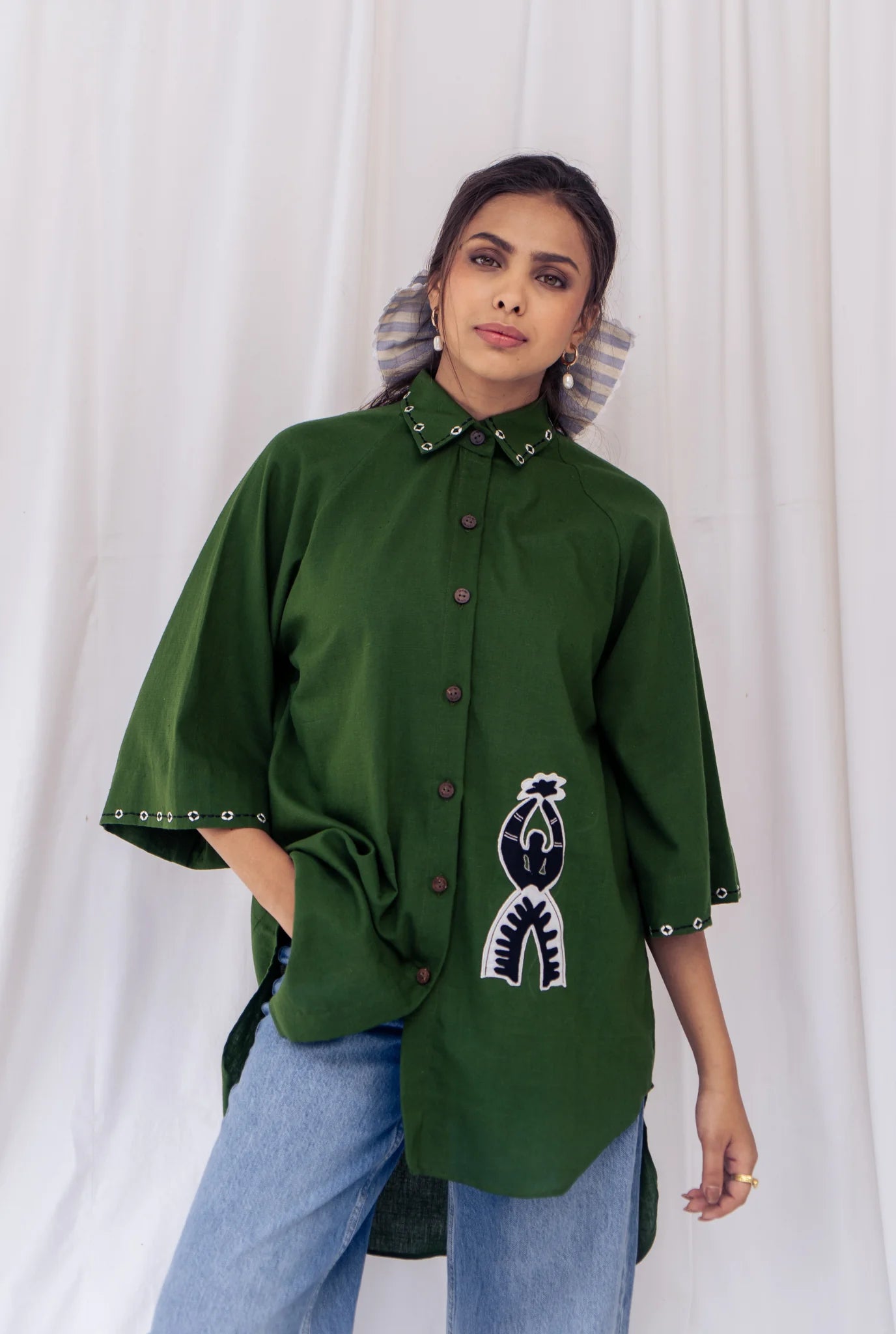 Zuri | Green Handloom Shirt