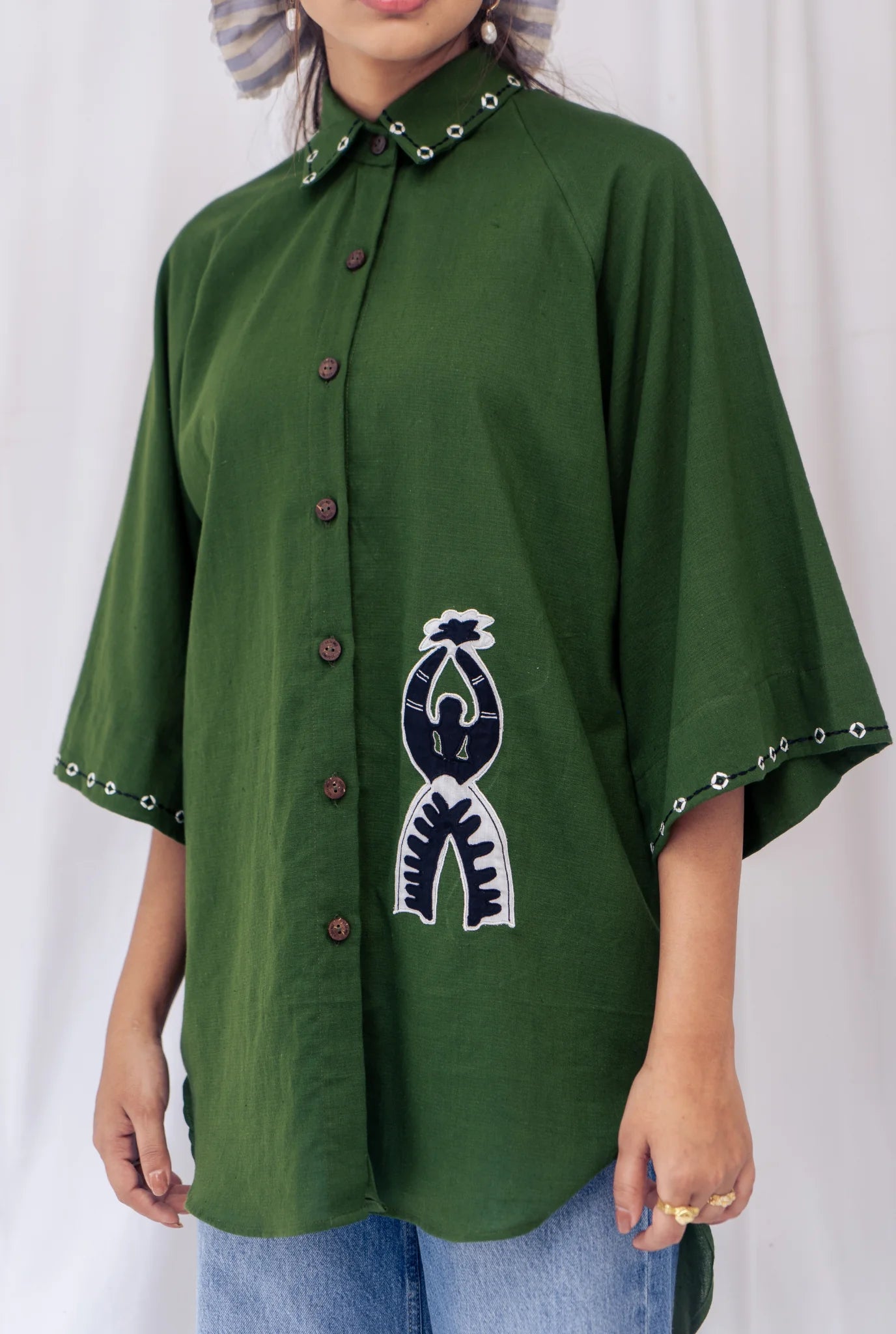 Zuri | Green Handloom Shirt