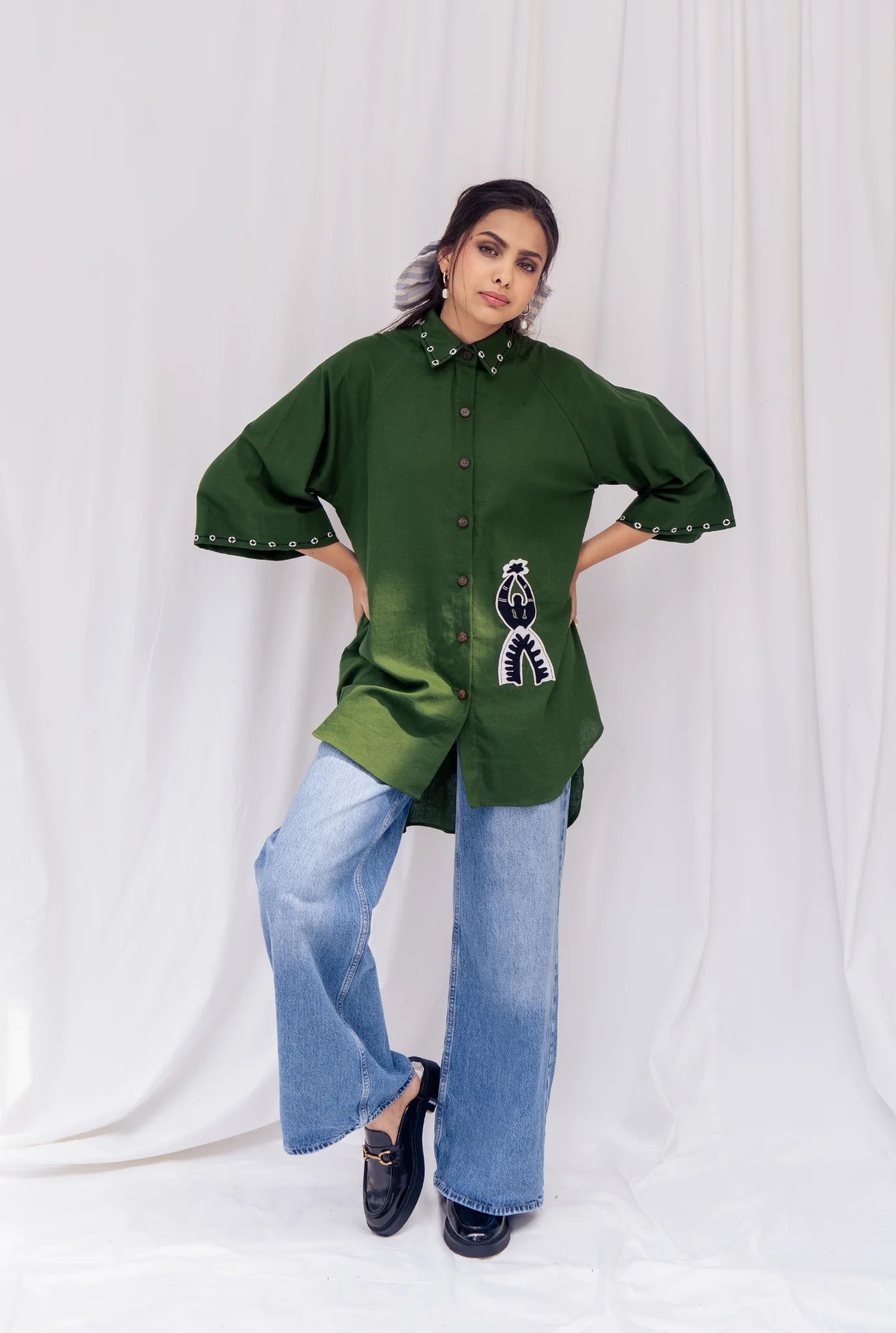 Zuri | Green Handloom Shirt