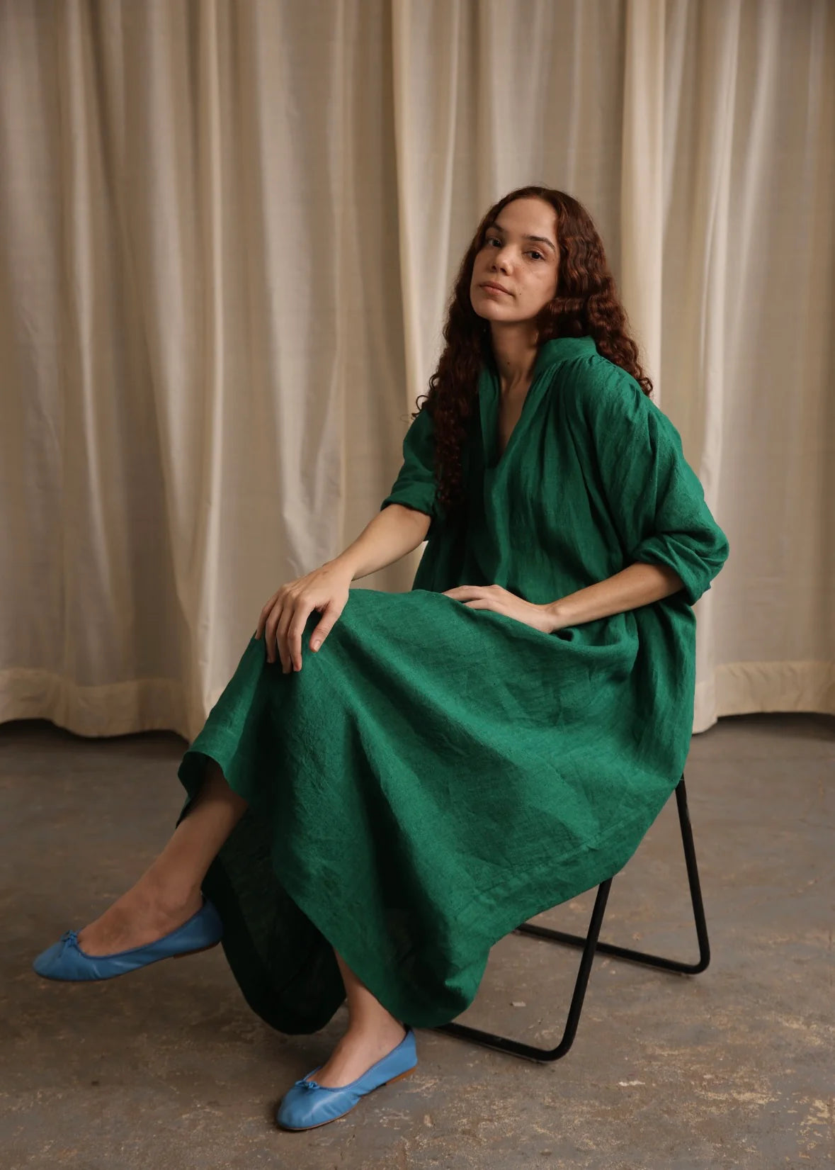 Camille | Poppy Green Dress clothostudio Camille | Poppy Green Dress clothostudio