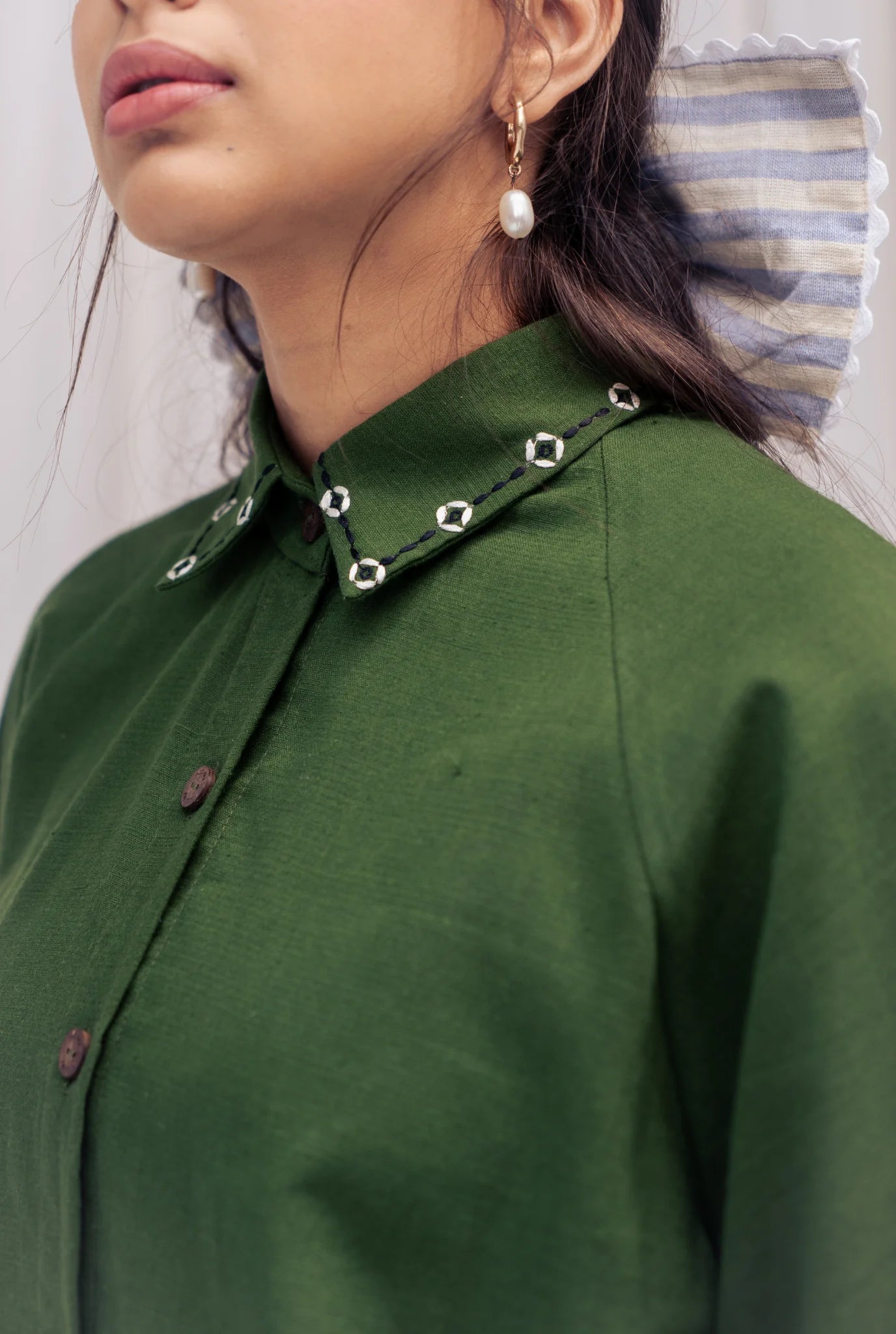 Zuri | Green Handloom Shirt