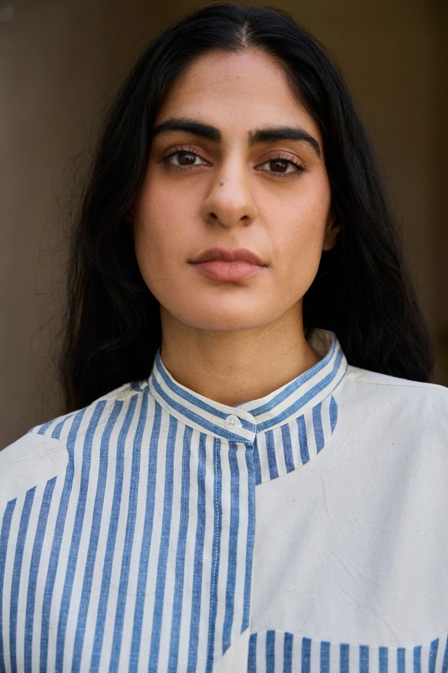 Blue | Striped Patchwork Shirt