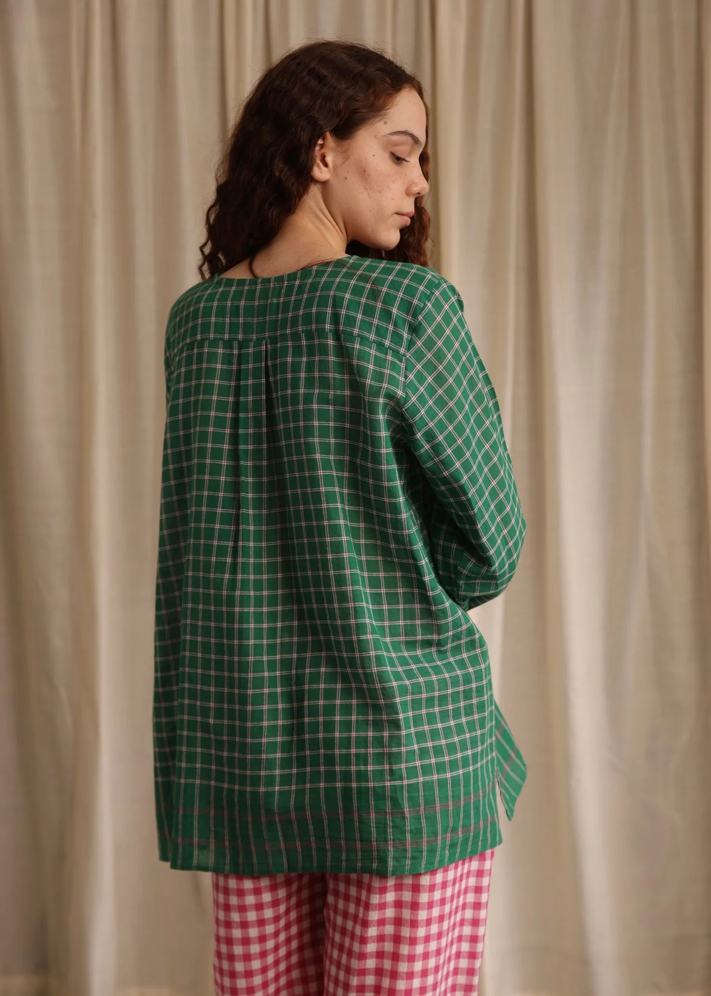Maya | Green Checks Blouse