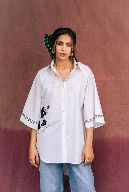 Kokeshi | White Embroidered Shirt