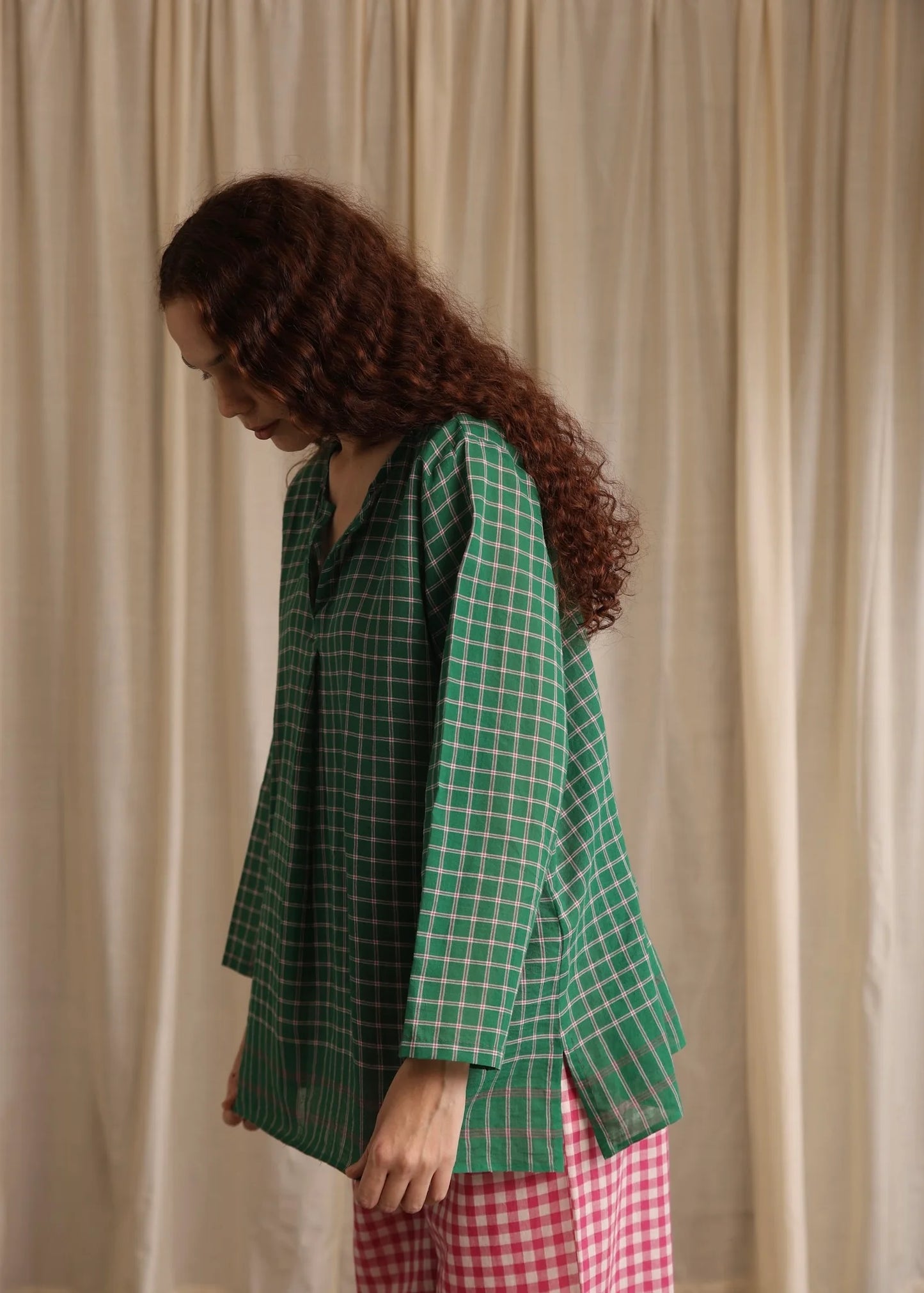 Maya | Green Checks Blouse