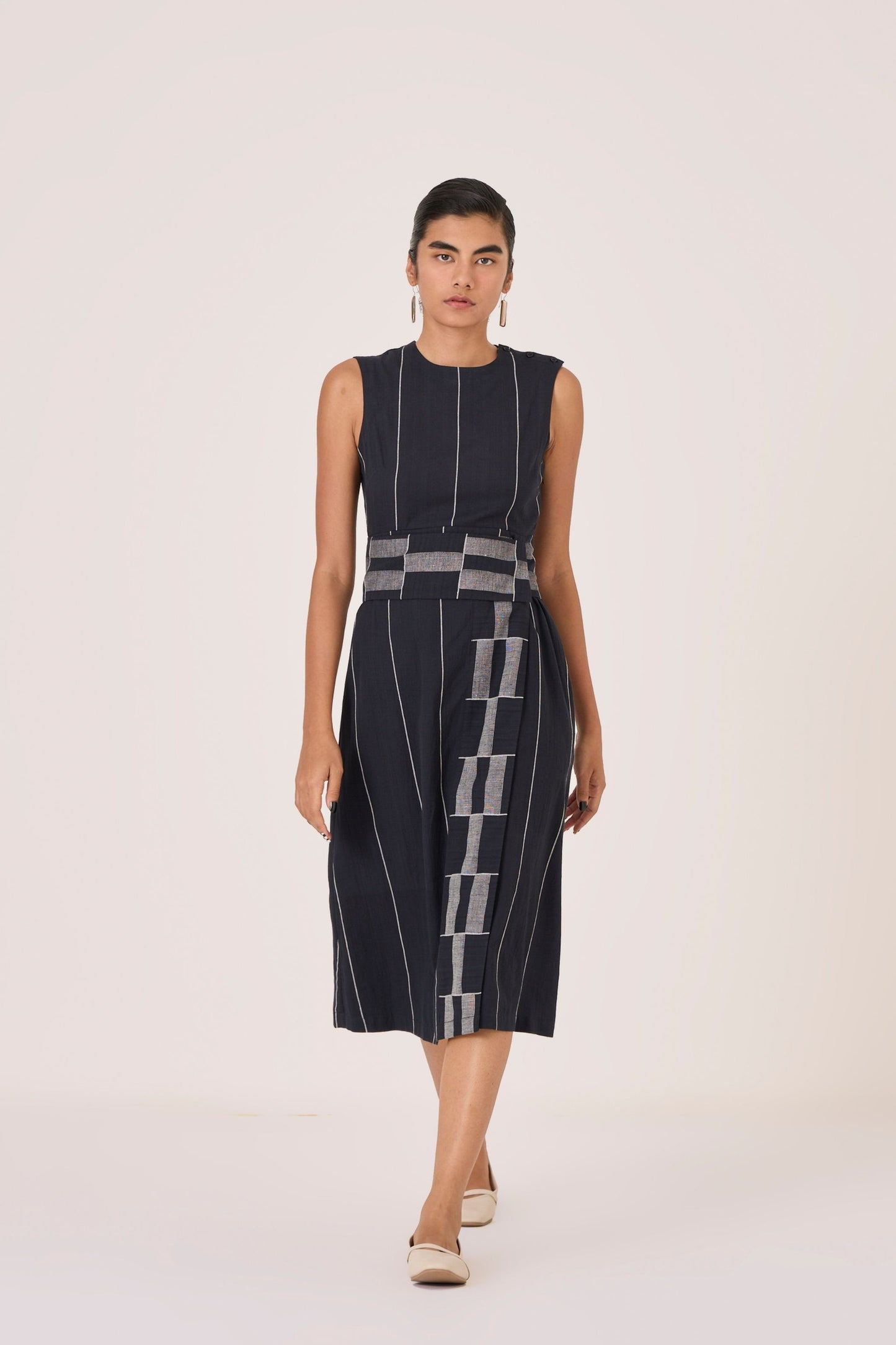 Viva | Handwoven Striped Midi Dress