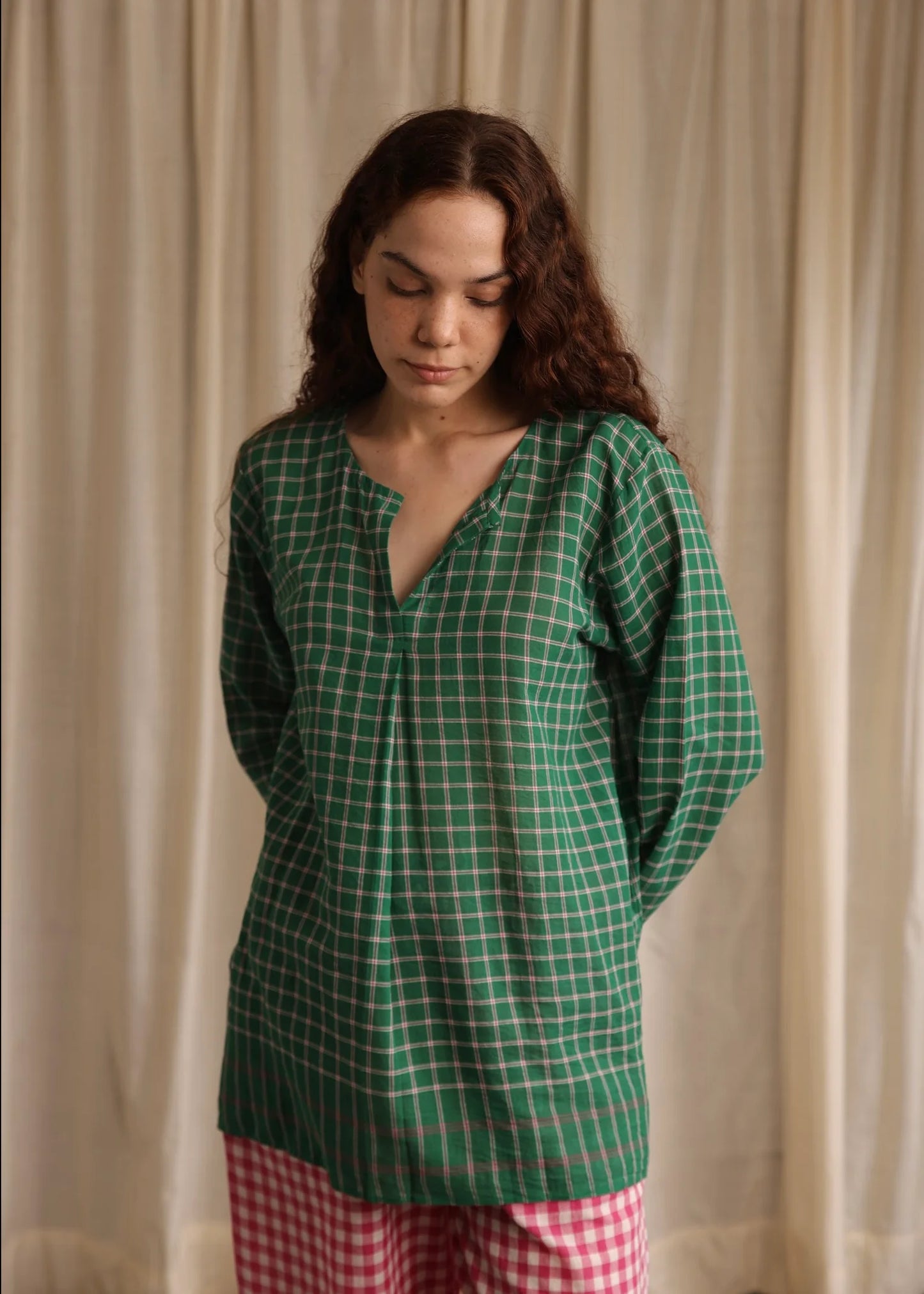 Maya | Green Checks Blouse