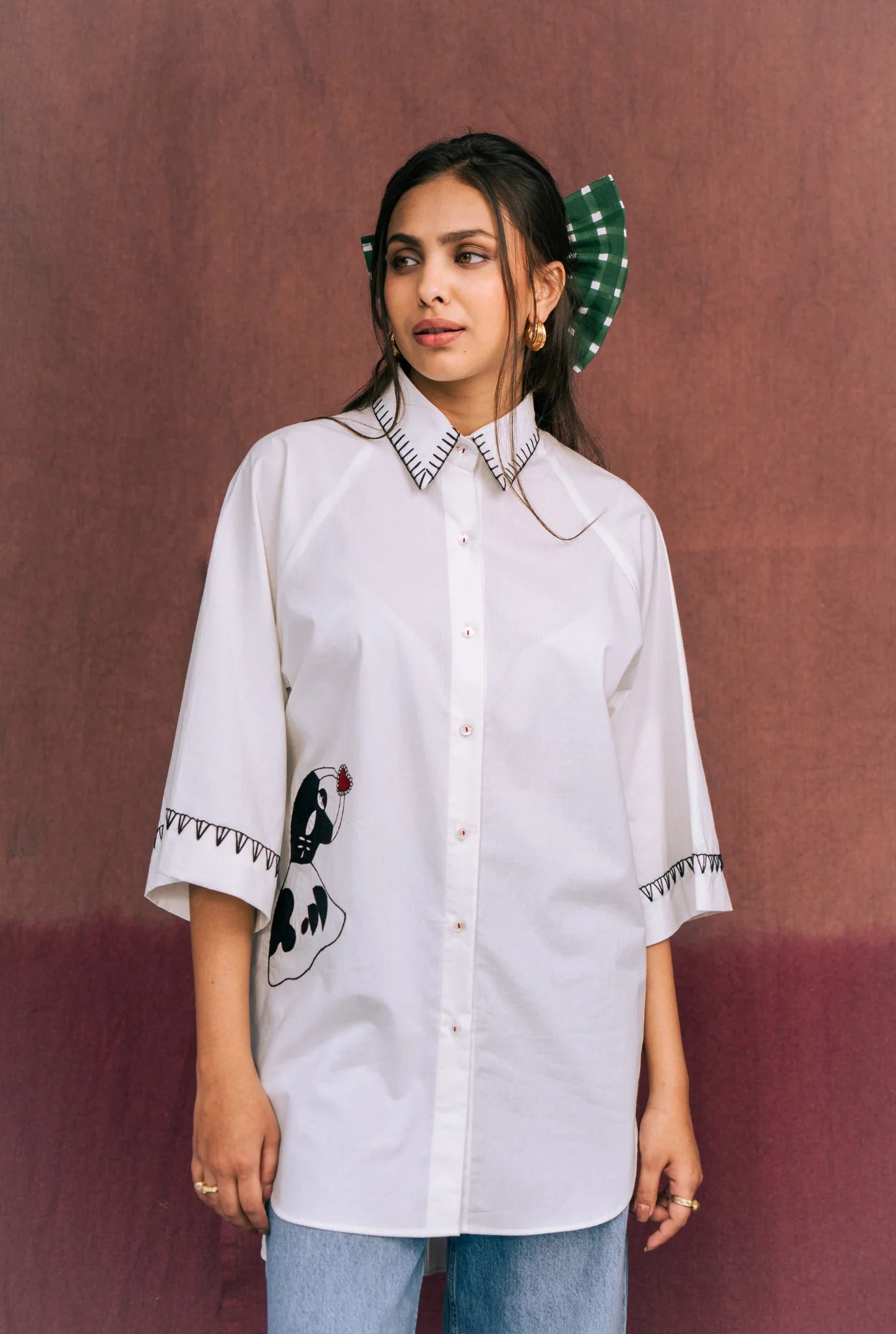 Kokeshi | White Embroidered Shirt