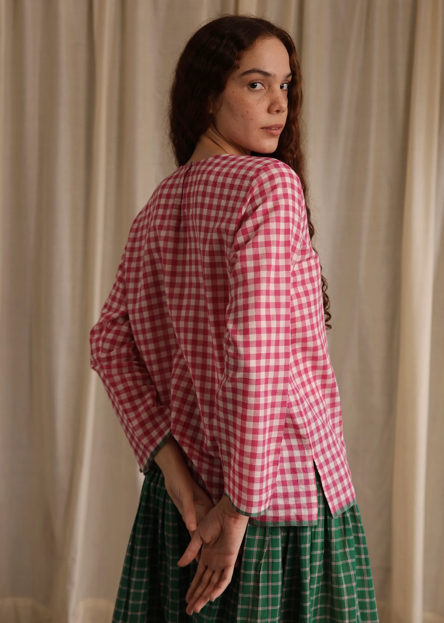 Mona | Red Checkered Top