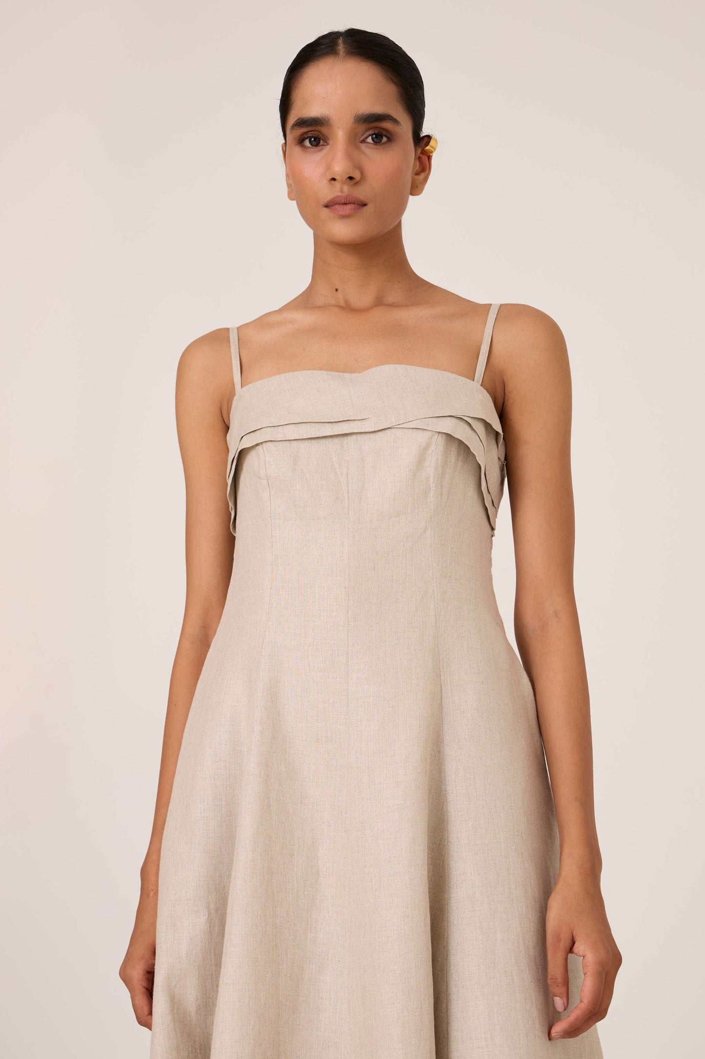 Azzah | Beige Linen Dress