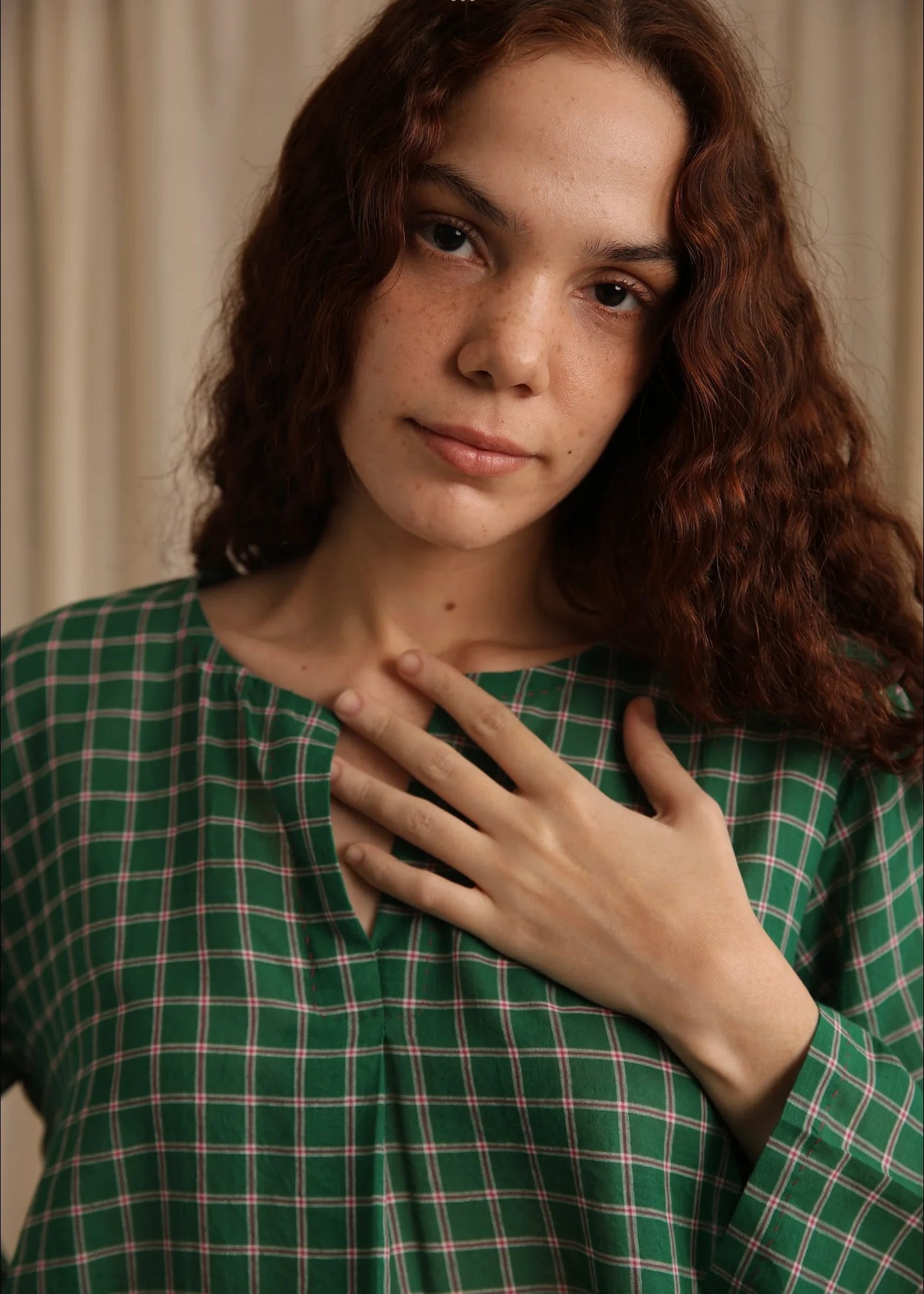 Maya | Green Checks Blouse