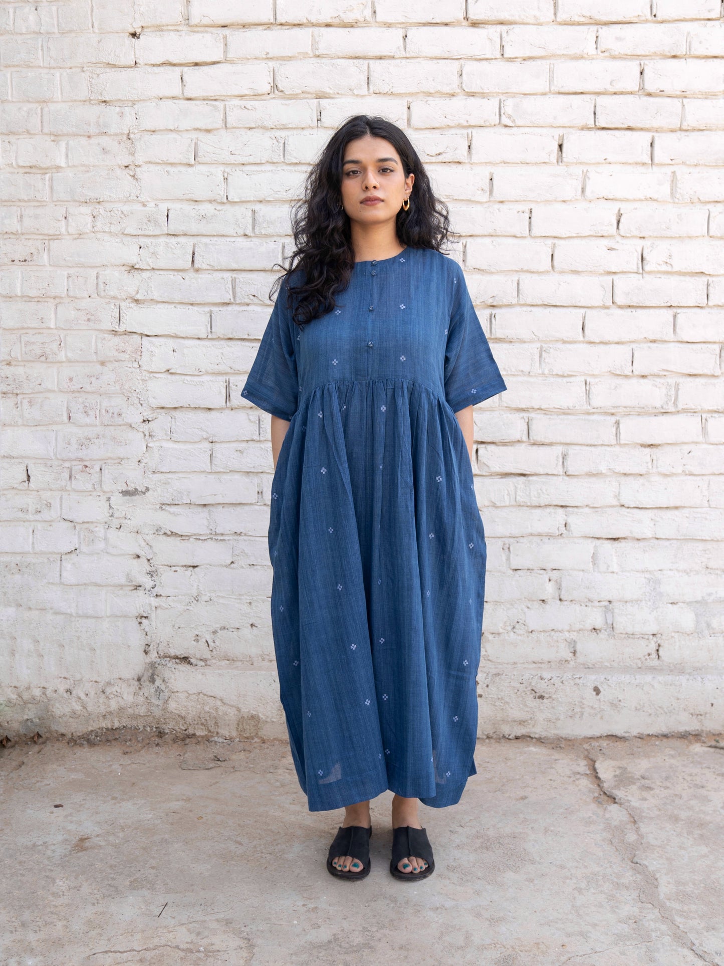 Fragments | Jamdani Drop-shoulder Dress