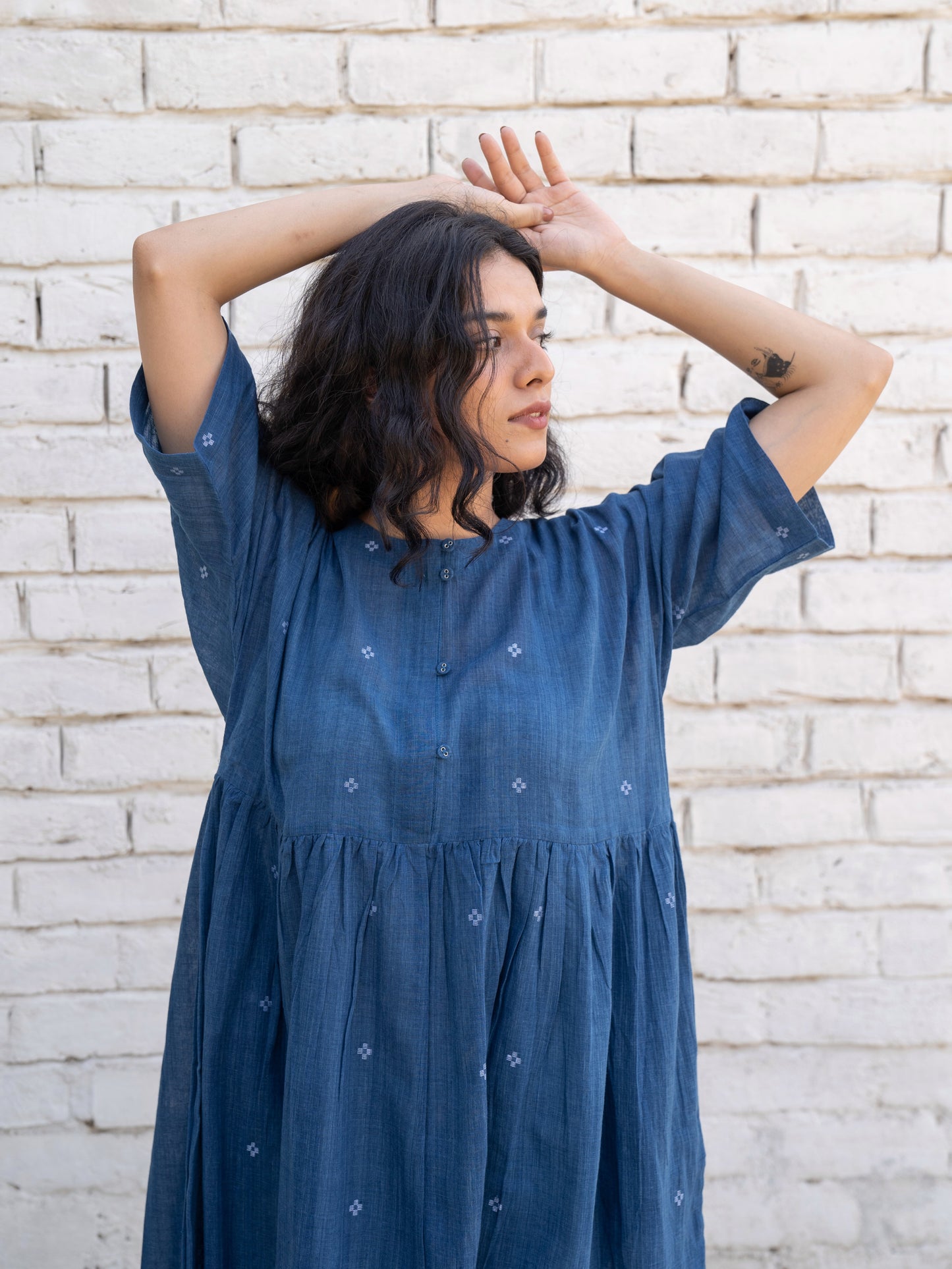 Fragments | Jamdani Drop-shoulder Dress