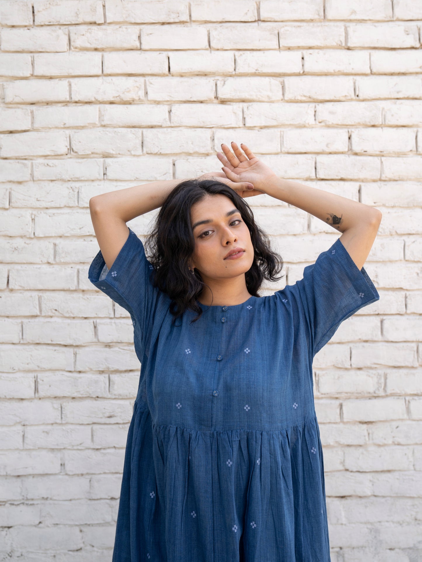 Fragments | Jamdani Drop-shoulder Dress