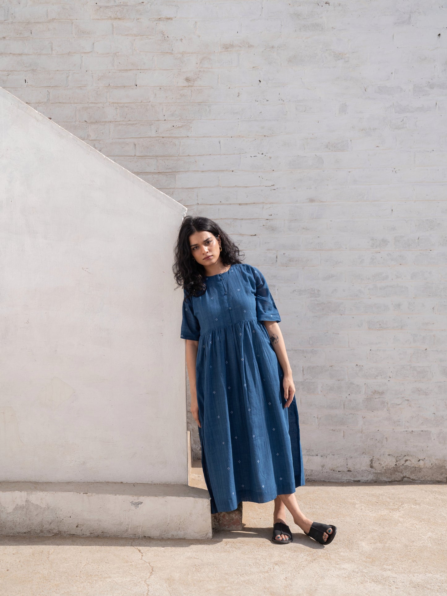 Fragments | Jamdani Drop-shoulder Dress