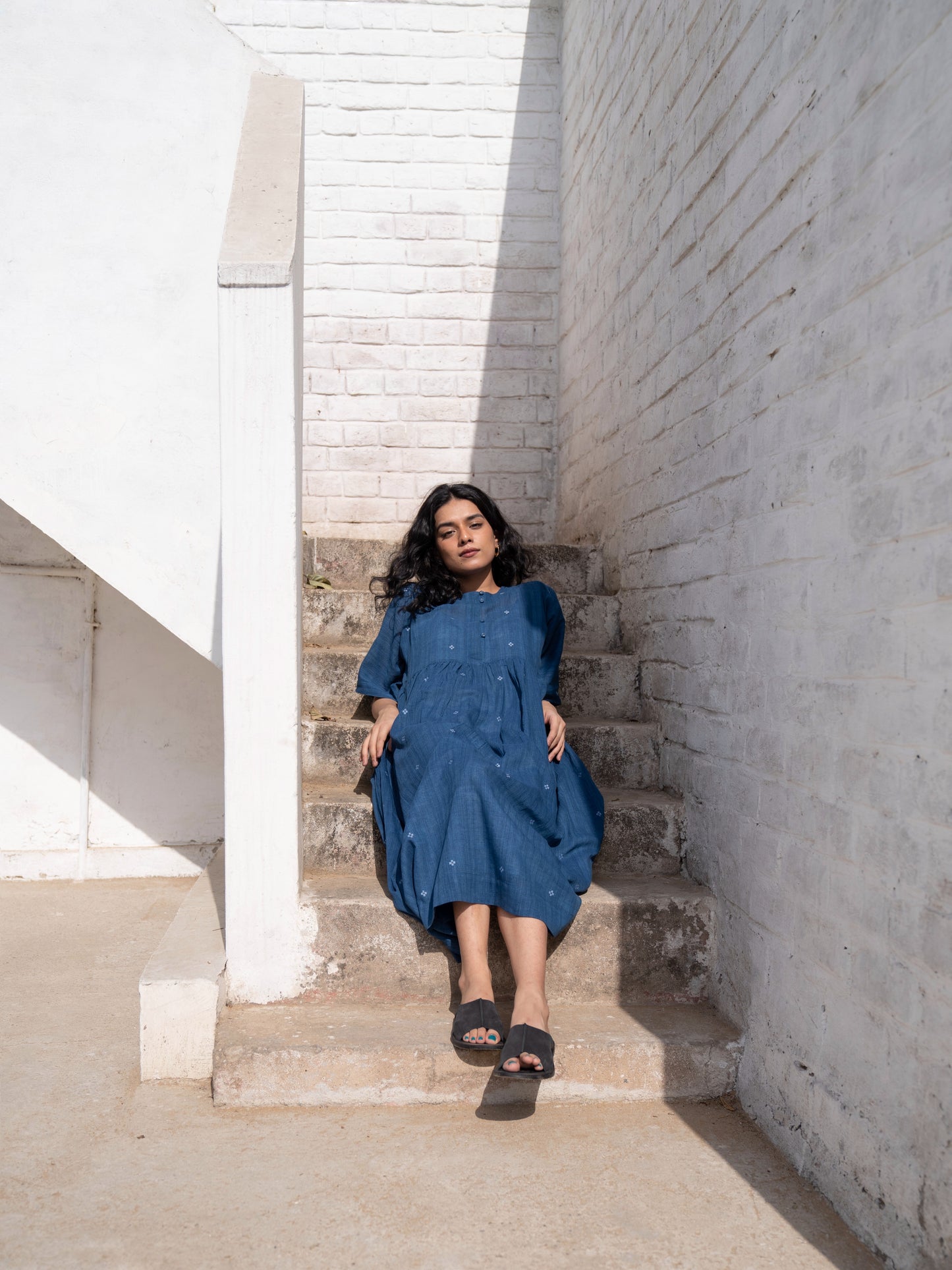 Fragments | Jamdani Drop-shoulder Dress