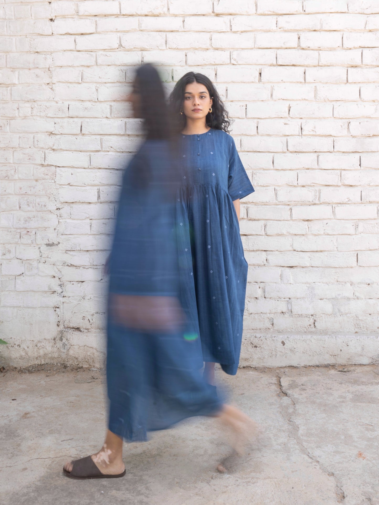 Fragments | Jamdani Drop-shoulder Dress