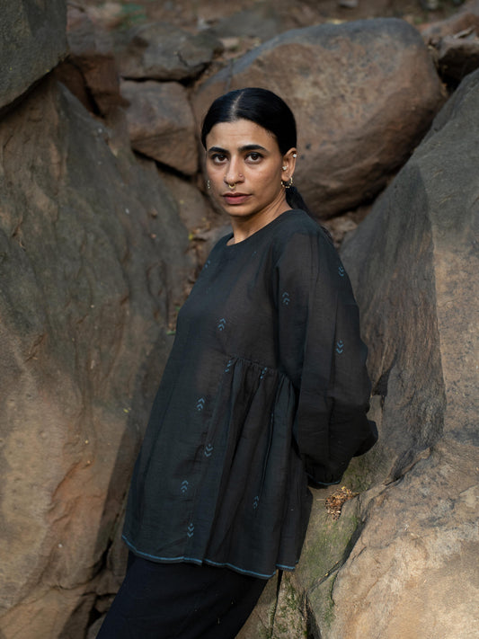 Flow | Flared Charcoal Blouse