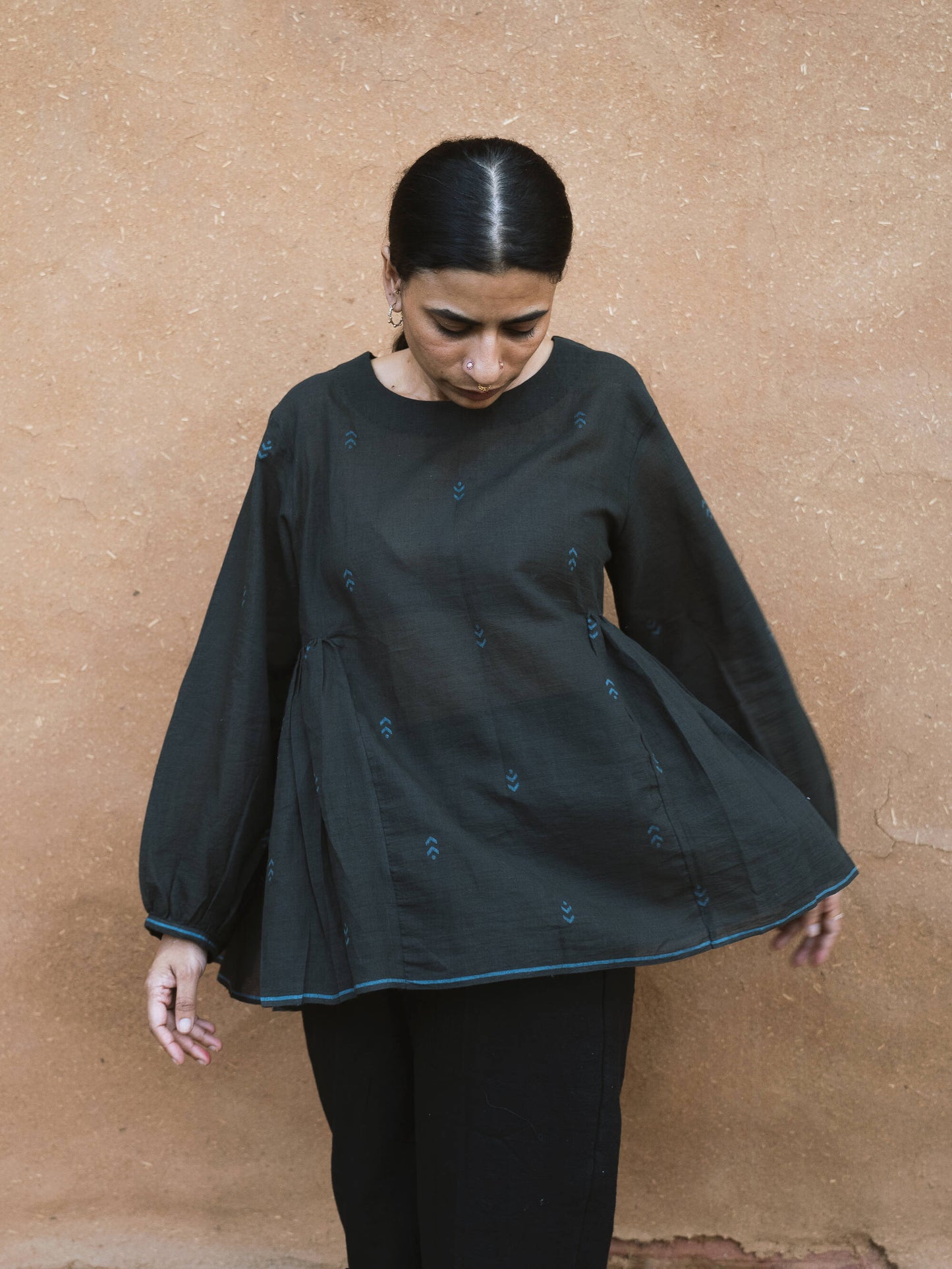 Flow | Flared Charcoal Blouse