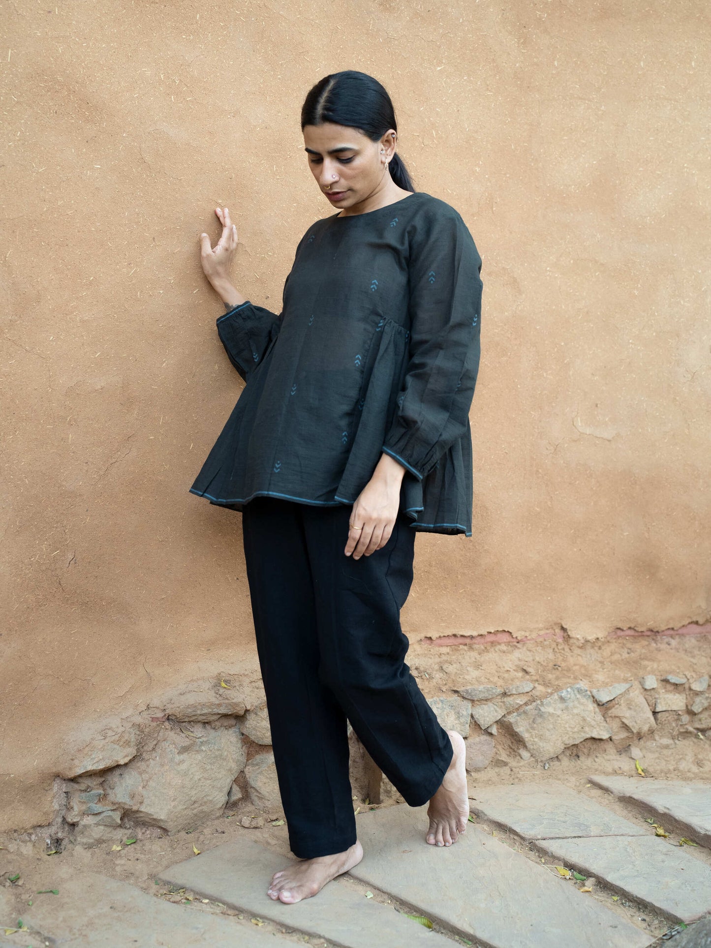 Flow | Flared Charcoal Blouse