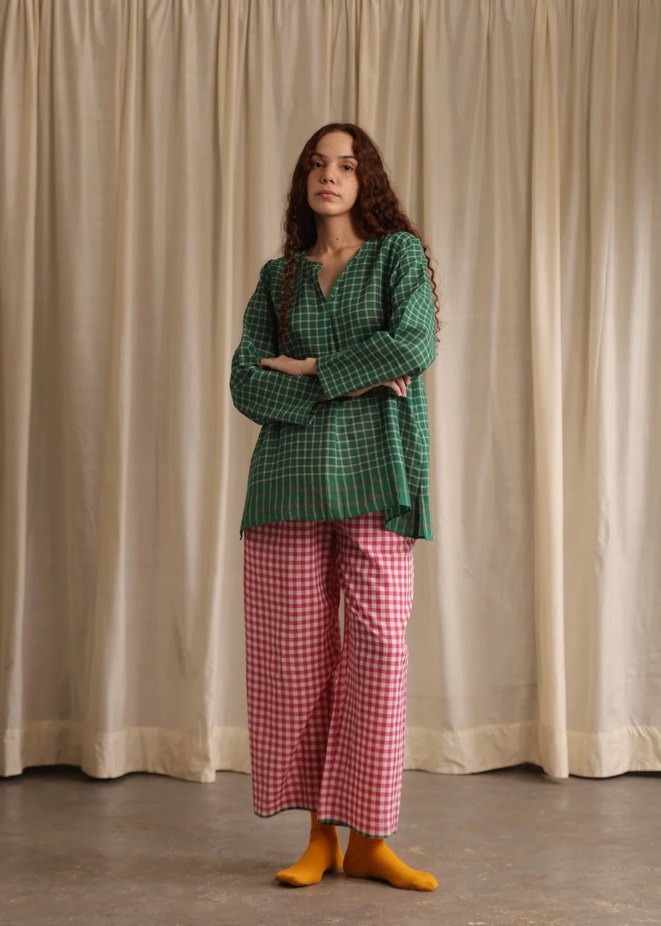 Maya | Green Checks Blouse