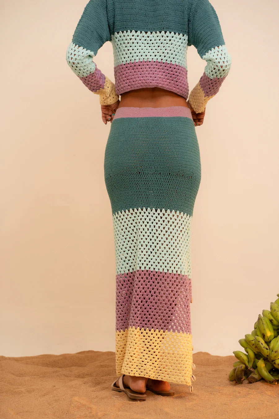 Samudram | Colorblock Crochet Maxi Skirt